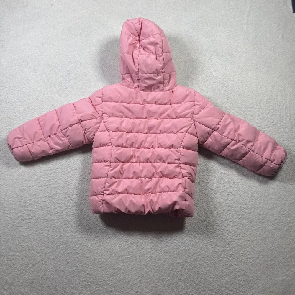 Gerry Puffer Jacket Toddler Girls 4T Pink Excellent Hooded Quilted Zip Up